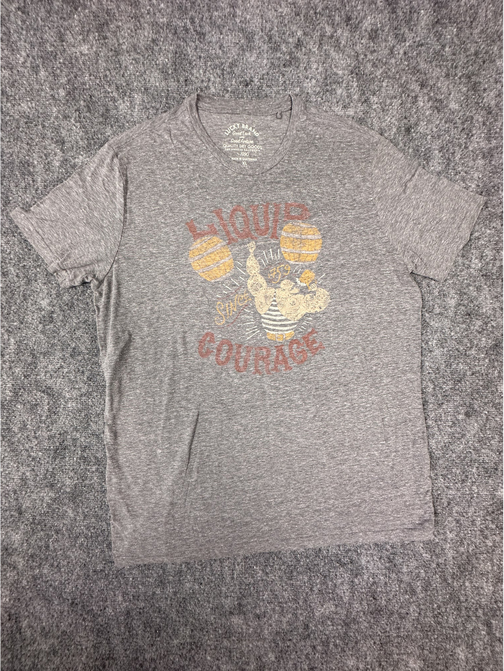 Lucky Brand Men's Grey Graphic T-Shirt XL Liquid Courage